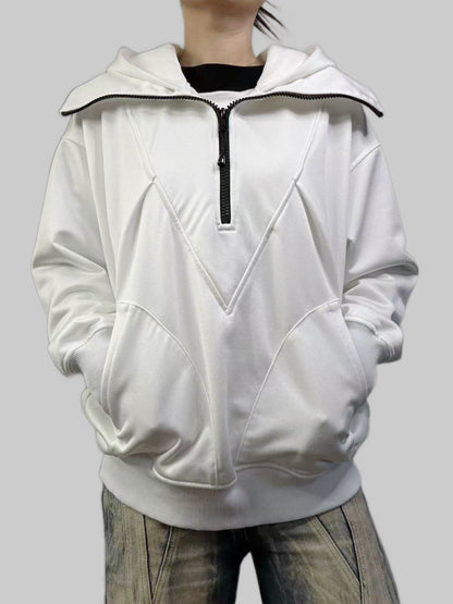 Felpa con cappuccio in bianco perla
