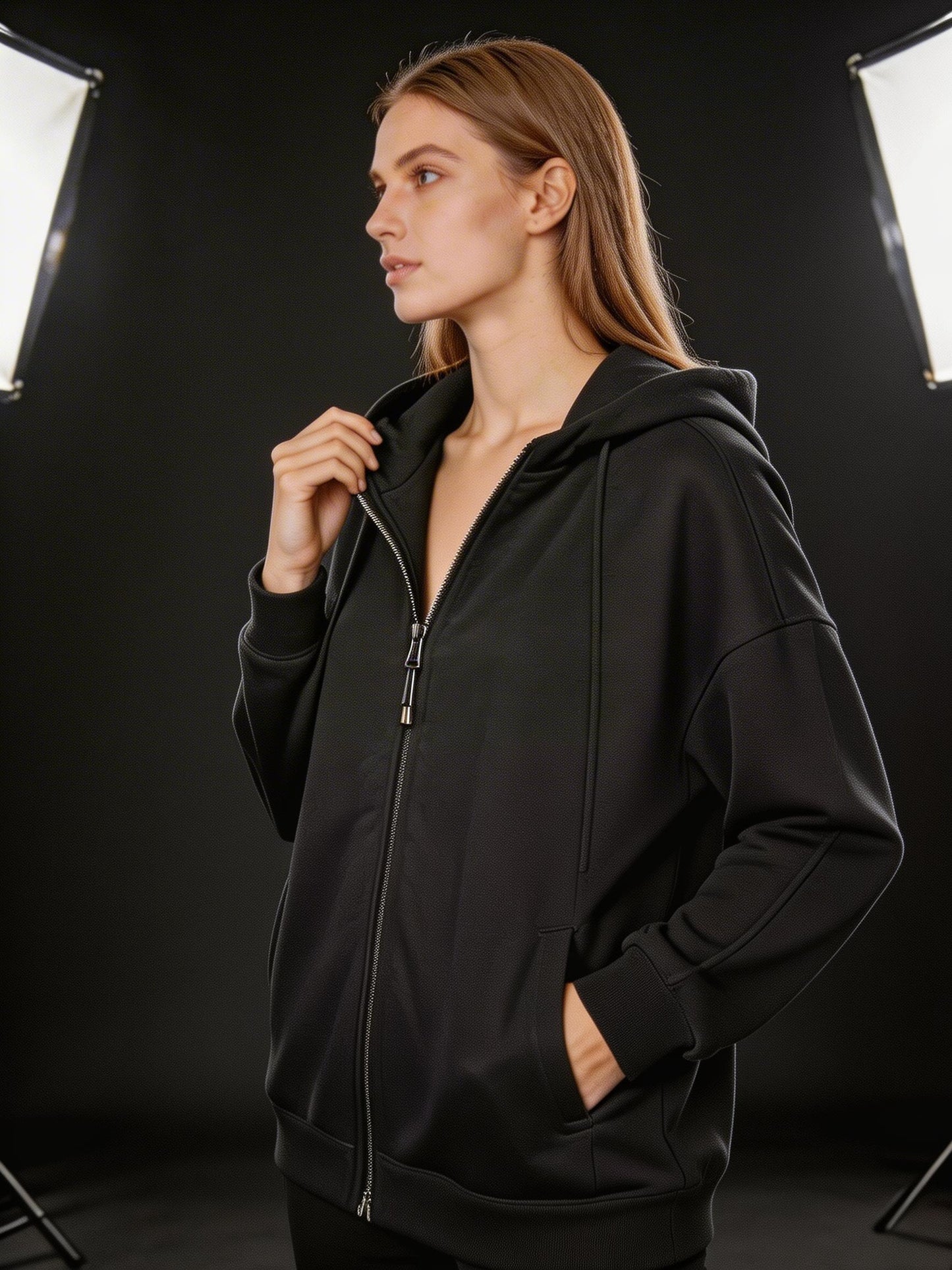 Felpa oversize con zip(unisex)